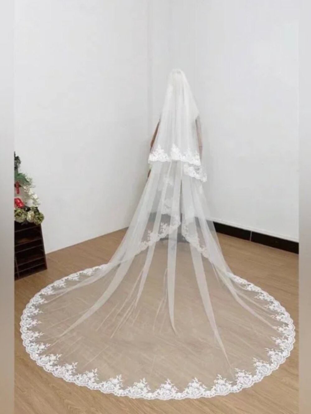 Cathedral Wedding Veil Floral Drop Lace